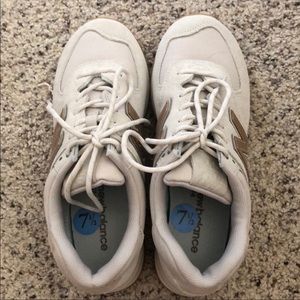 New balance womens 574 off white cream and tan